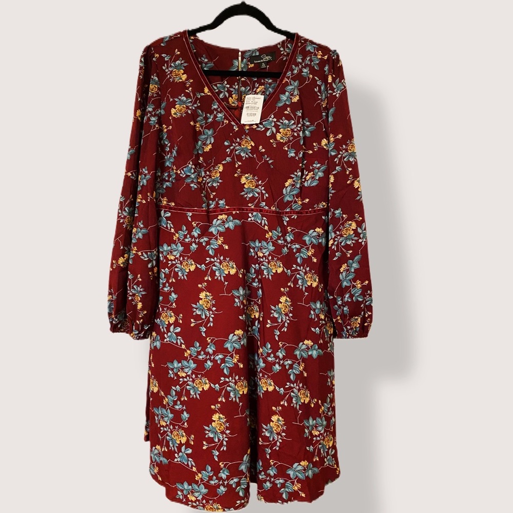 Suzanne Betro dress. Brand new with tags. Burgundy, green & cream floral.
